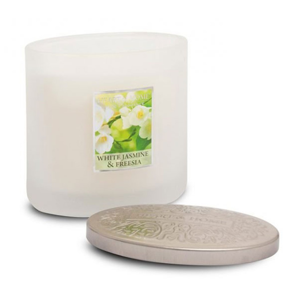 Heart and Home Ellipse Twin Wick Candles White Jasmine & Freesia 230g